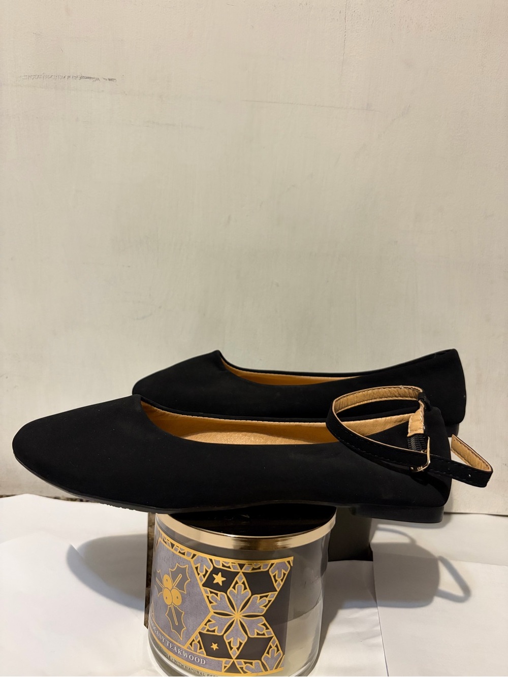 Women’s Black Ankle-Strap Ballet Flats